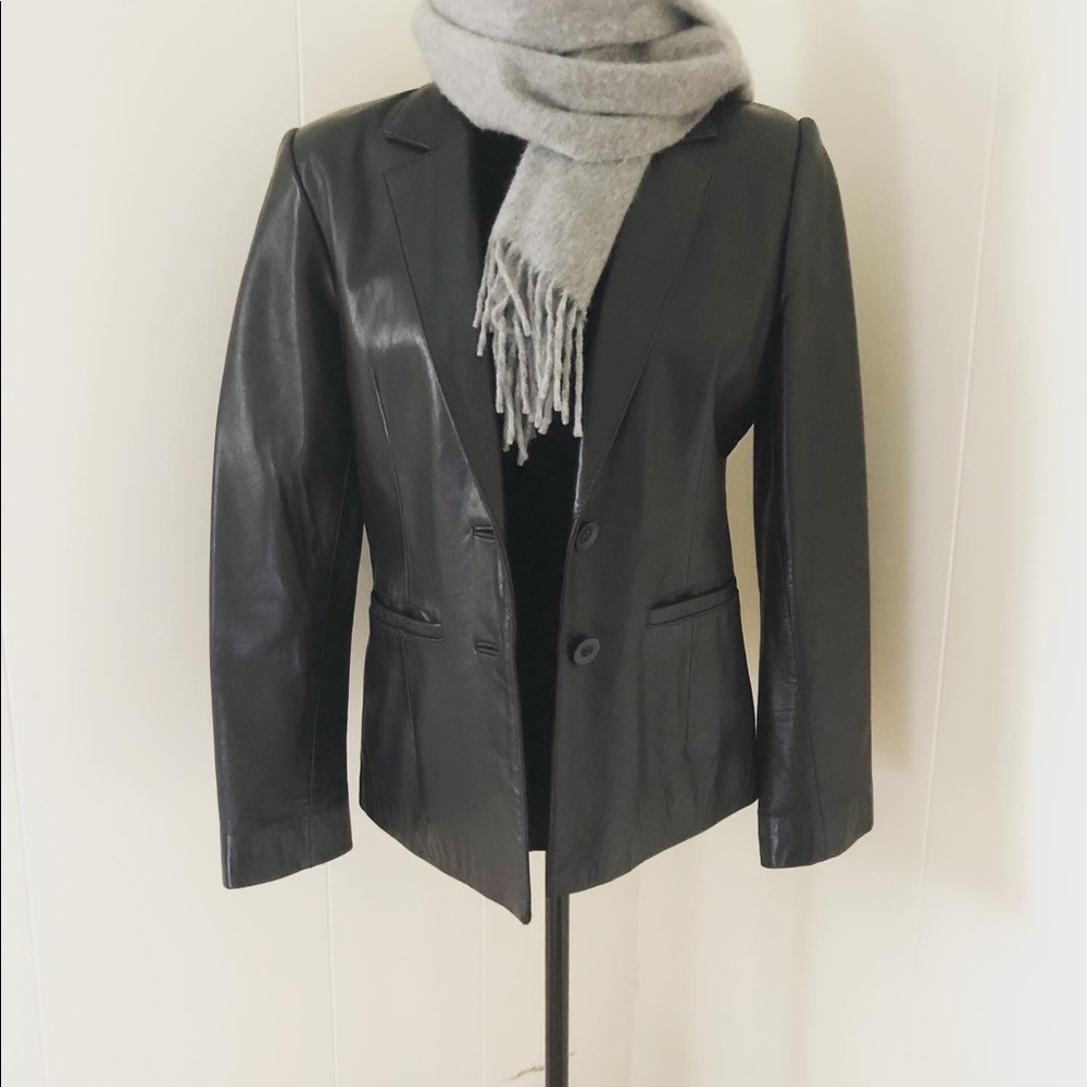 Black leather blazer